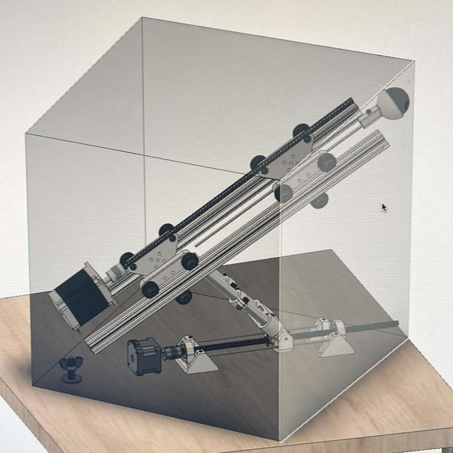 CAD assembly of the line launcher folded inside the competition size-constraint box