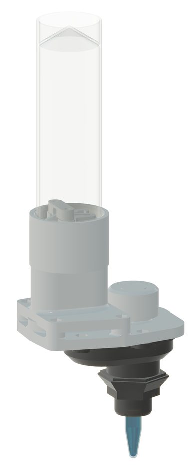 CAD render of the sample cartridge