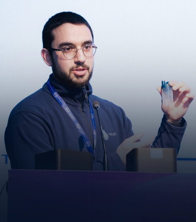 Mohamad Rammal presenting a biotech cartridge prototype