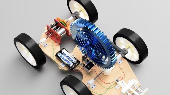 CAD render of the vehicle assembly from above